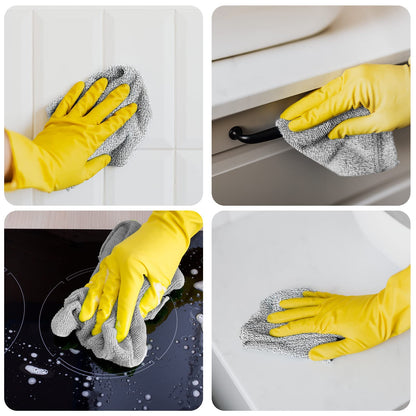 HAOBAOBEI Kitchen Cloth Dish Towels (12 Pack), Premium Dishcloths, Super Absorbent Microfiber Cleaning Cloth, Nonstick Oil Washable Fast Drying Dish Rags for Washing Dishes (Grey)