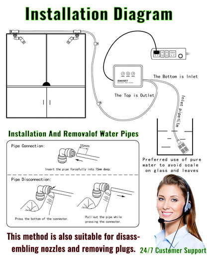 Reptile Humidifiers Smart Misting System, Reptile Mister Automatic with Timer, Terrariums Humidifier with 360°Adjustable Misting Nozzles, Spray Kit for Rainforest Plants Amphibian