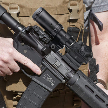 Feyachi M37 1.5X - 5X Red Dot Magnifier Focus Adjustment Optical Magnifier with Flip to Side Mount, Black