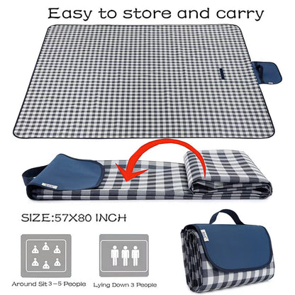 K Y KANGYUN Outdoor Picnic Blankets, Extra Large Beach Blanket, Foldable Lightweight Waterproof Sand Mat, Picnic Blanket 80" x 60" for Beach Camping Hiking Park Patio (Dark Blue, 80x60 inch)