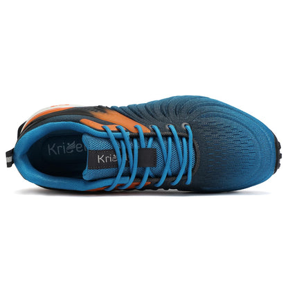 Kricely Men's Walking Shoes Breathable Trail Running Shoes for Men Lightweight Fashion Sneakers for Outdoor Sports Gym Jogging Peacock Blue Size 11.5