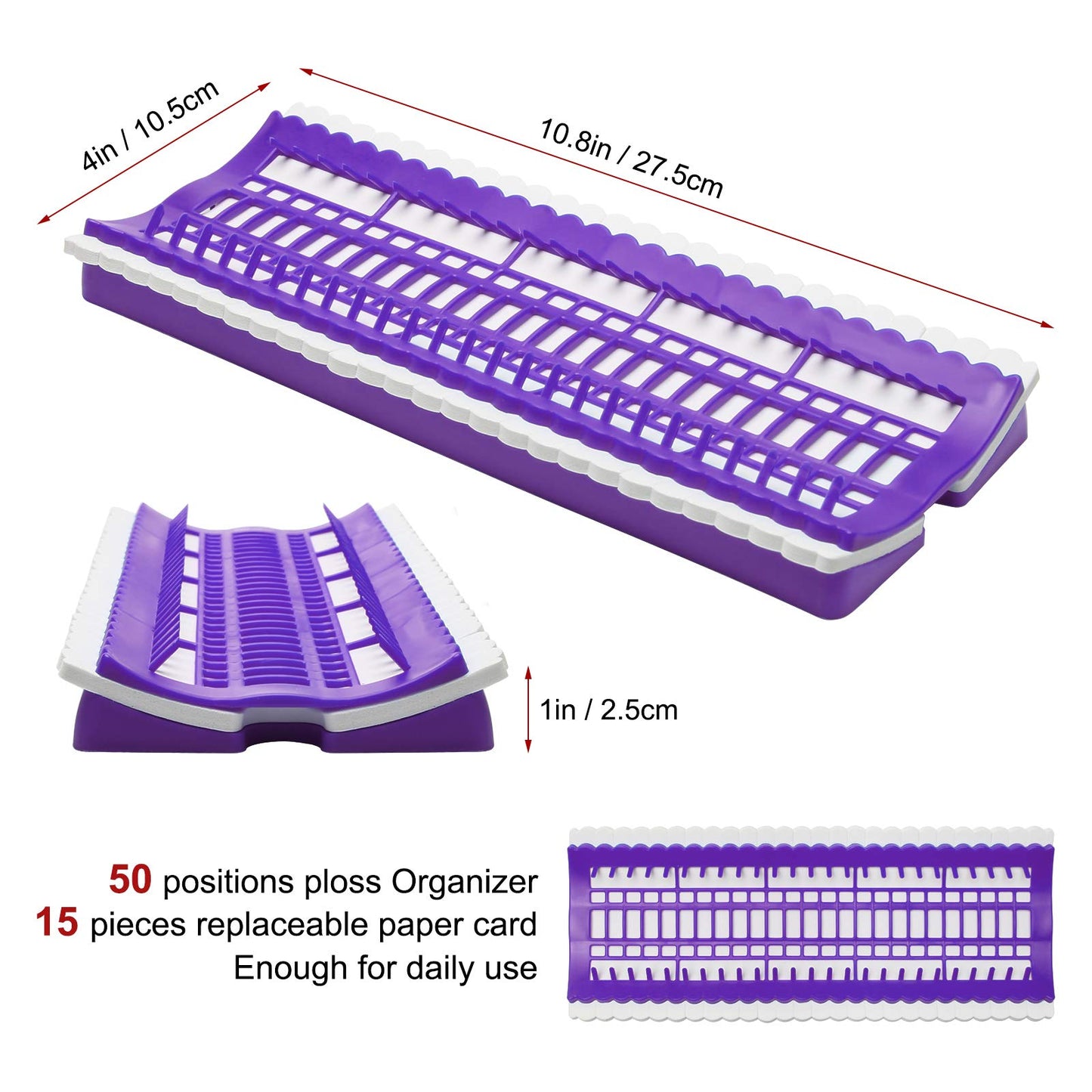 50 Positions Floss Organizer Embroidery Shelf, Luxiv Thread Organizers for Cross Stitch Embroidery Thread Holder with 15Pcs Replaceable Paper Card Sewing Needle, Embroidery Floss Organizer