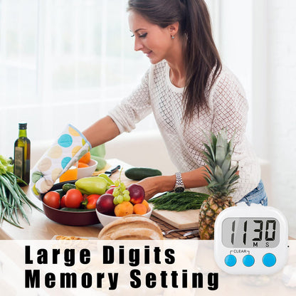12 Pack Digital Kitchen Timers for Cooking Magnetic Timer for Cooking Loud Alarm White