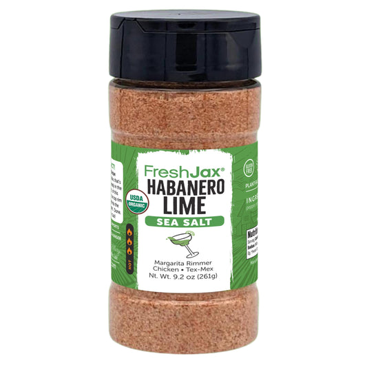 FreshJax Organic Spicy Habanero Lime Seasoning Sea Salt – 9.2 oz Hot and Sea Salt, Non‑GMO, Gluten‑Free, Keto, Paleo – No Preservatives – Bold Citrus Heat for Cocktail Rimmer