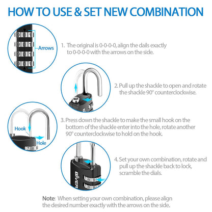 GIVERARE 4 Pack Combination Lock, 4-Digit Padlock Keyless, Resettable Luggage Locks for Backpack, Gym & School & Employee Locker, Weatherproof Travel Lock for Fence, Backyard Gate, Hasp, Case-Black