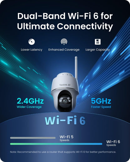 REOLINK First 4K Solar Security Cameras Wireless Outdoor, Argus PT Ultra+ 3W Solar Panel, 360° Pan Tilt Auto-Tracking, 8MP Color Night Vision, 2.4/5 GHz Wi-Fi 6, No Monthly Fee, Home Hub Compatible