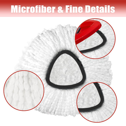 Mop Head Replacement, 3 Pack Spin Mop Refill Replace Head Compatible O Cedar Easywring 1-Tank System, Great Cleaning Power, Microfiber, Helper Housework, Machine Washable Easy-to-Replace, White