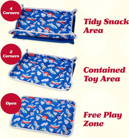 Lusso Gear Airplane Tray Table Cover with Pockets - Travel Essentials - Black Modern Linen - Portable Organizer & Tablet Holder - Airplane Travel Accessories & Road Trip Essentials