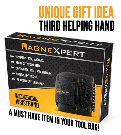 Magnelex Magnexpert Magnetic Wristband for Holding Screws, Nails and Drill Bits - Crafted from Ballistic Nylon with 15 Powerful Magnets, Stocking Stuffer for Men