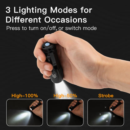 KunHe 5 Pack Small Rechargeable Flashlights Bulk USB-C Mini High Lumen Flashlight Clip-on Portable Pocket Flash Light for EDC Emergency Home Use