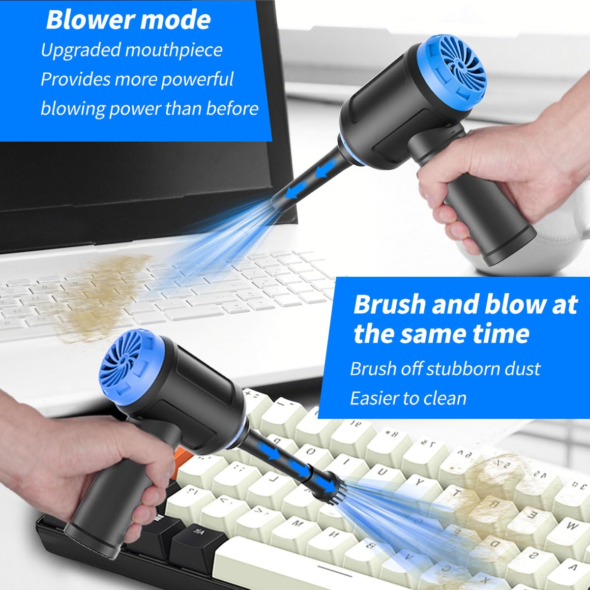Meudeen Air Duster - Computer Vacuum Cleaner - for Keyboard Cleaning - Cordless Canned Air - 110000RPM Powerful PC Cleaner(VC08)