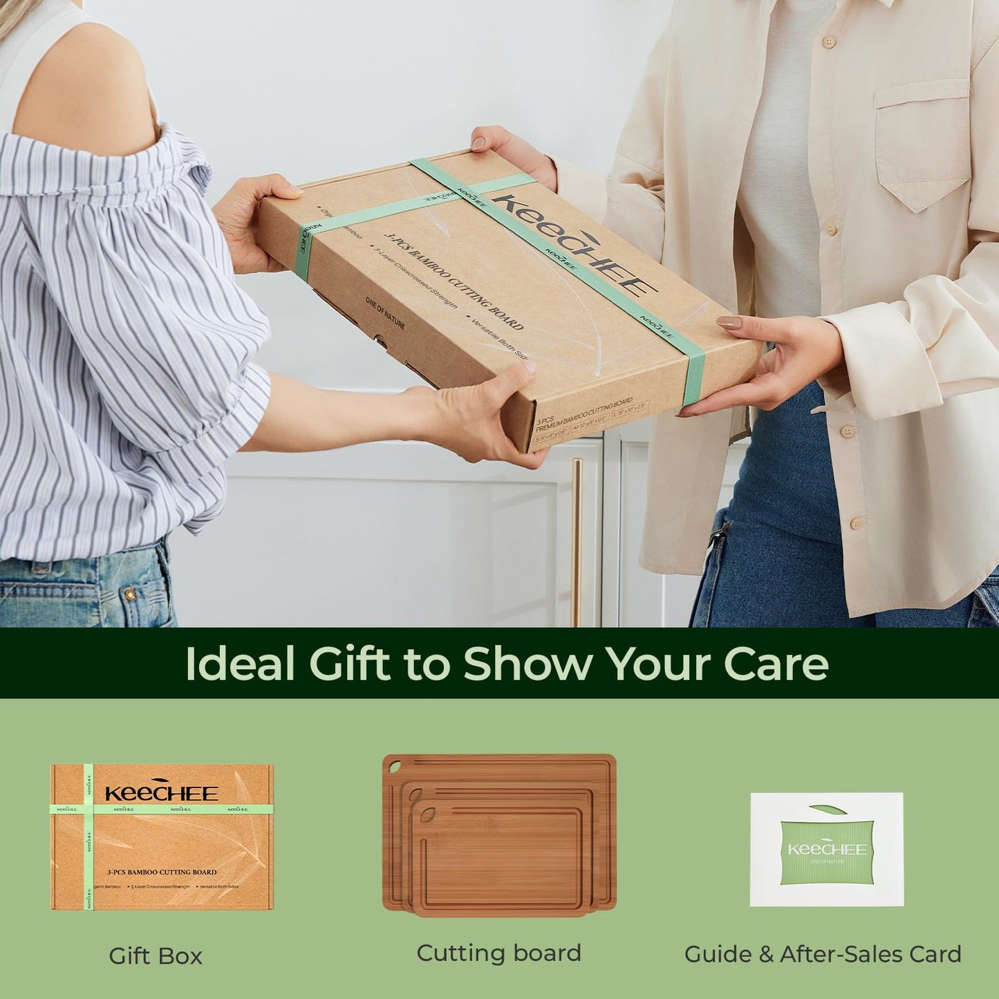 Keechee Bamboo Cutting Board, Durable Wood Cutting Boards for Kitchen with Deep Juice Grooves & Built-in Handles, Ideal Charcuterie & Chopping for Meat, Vegetables and Fruits Ideal Kitchen Gifts