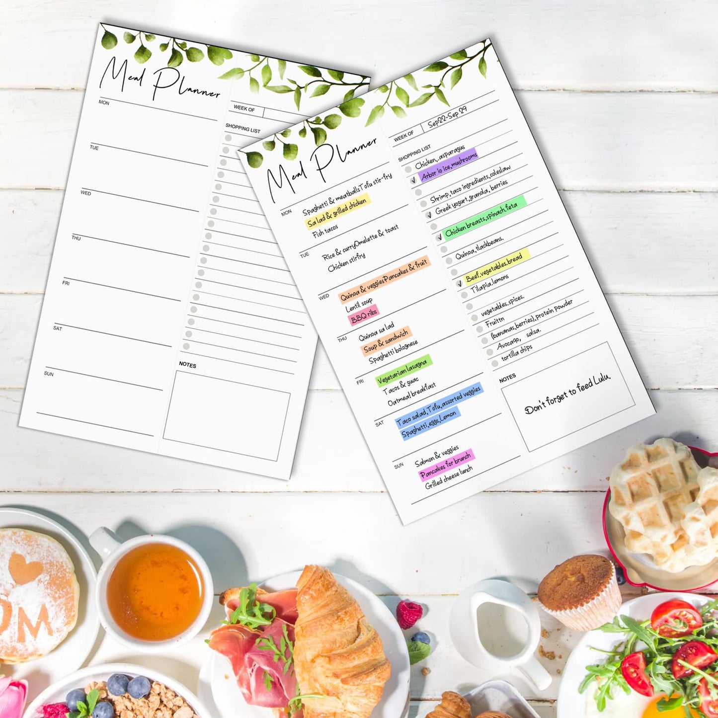 Joyberg 2 PCS Weekly Meal Planner Magnetic for Fridge 8.3x5.5”, Undated Weekly Meal Planner and Grocery List Tearable Shopping List, Magnetic Menu Planner for Fridge for Weekly Plan - 50 Pages/Book