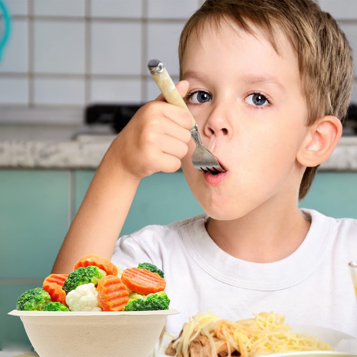 100 Pack 8oz Compostable Paper Bowls,Heavy-Duty Disposable Natural Bagasse Bowls,Biodegradable Soup Bowls,Eco-Friendly,Heat Resistant,for Ice Cream,Salad,Soup,Snack,Dessert,Pasta,Hot or Cold Use