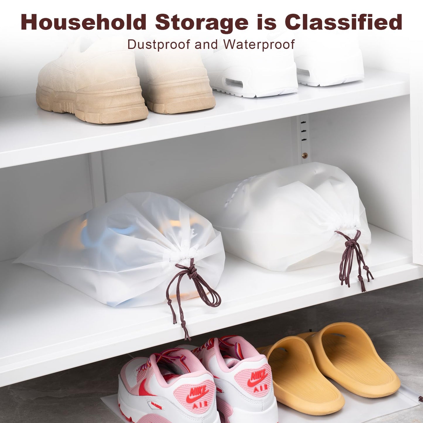 Hoewina Transparent Shoe Bags for Travel with Rope 8PCS Large Clear Shoe Bag Storage 11.8in X 15.7in Portable Travel Shoe Bags for Men and Women