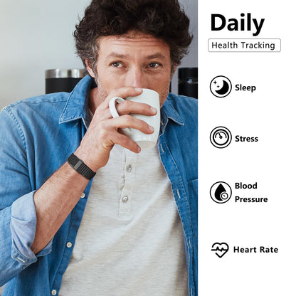 IAMJOY Smart Health Wristband, Wearable Activity & Fitness Tracker for Multi-Sport Mode, All-Day Automatic Continuous Monitoring of Health Data, Improve Sleep, Stress & Wellness, with Free App, Black