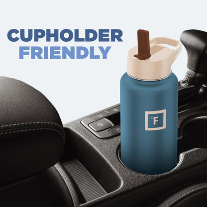 IRON °FLASK Camping & Hiking Hydration Flask with Straw Lid & Boot - Stainless Steel, Double Walled & Vacuum Insulated Water Bottle - Leak Proof & BPA Free (Desert Oasis, Straw - 22 oz)