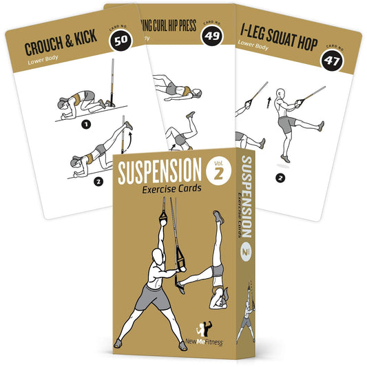 NewMe Fitness Suspension Workout Cards, Instructional Fitness Deck for Women & Men, Beginner Fitness Guide to Training Exercises at Home or Gym (Suspension, Vol 2)