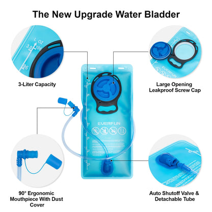 EVERFUN Hydration Backpack 18L Hiking Water Backpack with 3L Water Bladder, Women Men Hydration Pack Insulated Daypack Lightweight Hydropack with Rain Cover for Hiking, Cycling, Running, Festivals