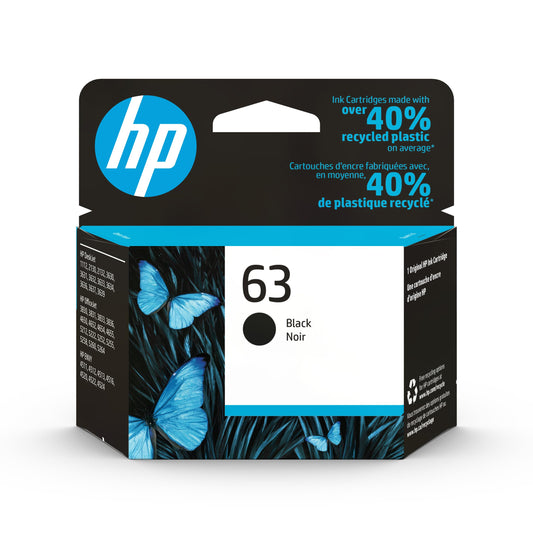 HP 63 Black Ink Cartridge for HP Printers | Works with Printer Series: DeskJet 1112, 2130, 3630; ENVY 4510, 4520; OfficeJet 3830, 4650, 5200 | Eligible for Instant Ink | F6U62AN