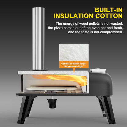 Outdoor Pizza Oven aidpiza 12" Wood Pellet Pizza Ovens With Rotatable Round Pizza Stone Portable Wood Fired with Built-in Thermometer Pizza Stove for Outside Backyard Camping Picnics