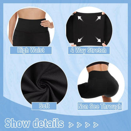 5 Pack Biker Shorts with Pockets for Women - 8" High Waist Spandex Workout Yoga Running Athletic (Black/Light Grey/Blue/Ins Green/Pink-Pockets,Plus)