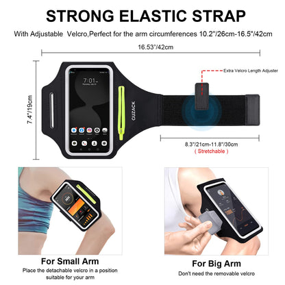 GUZACK Running Armband for iPhone 16 Pro 15 14 13 12 11 Pro Max/Plus/XR/XS, Galaxy S25/S24/S23/S22, with Card Slot & Key Pockets, Sports Arm Bands Cell Phone Holder Fit Up to 6.9 Inches Phone
