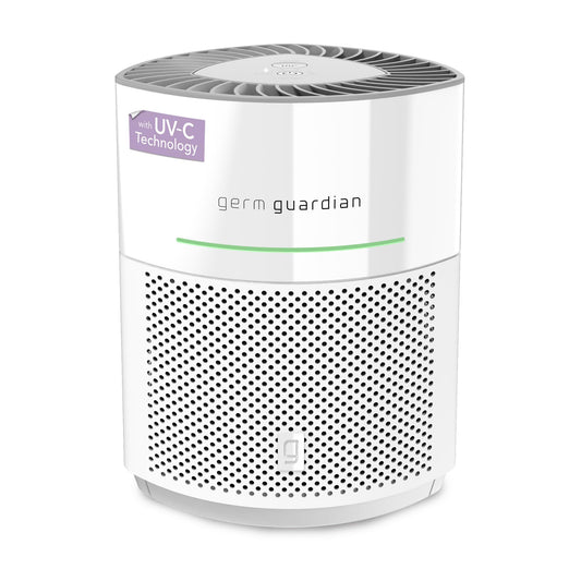 GermGuardian Airsafe+ Air Purifier for Home, for Wildfire Smoke, Pets, Pollen, Odor, Large Rooms Up To 1043 Sq. Ft. with HEPA Pure Air Filter, UV-C Light & Air Quality Sensor, 12", AC3000W, White
