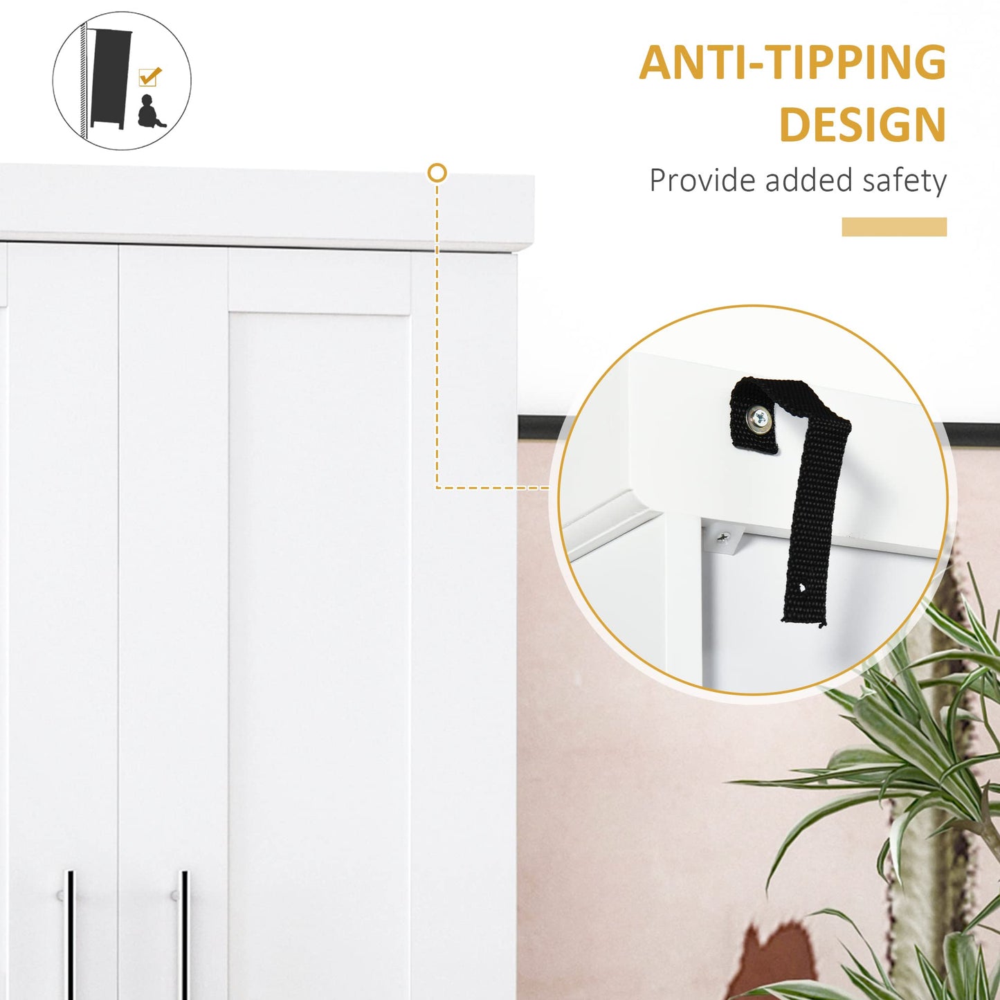 HOMCOM 72" Kitchen Pantry Cabinet, Freestanding Tall Storage Cabinet with 4 Doors, Drawer and 3 Adjustable Shelves for Dining Room, White