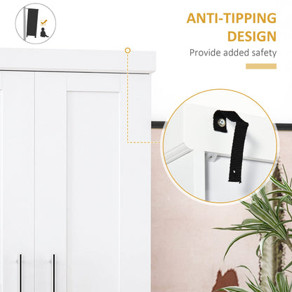 HOMCOM 72" Kitchen Pantry Cabinet, Freestanding Tall Storage Cabinet with 4 Doors, Drawer and 3 Adjustable Shelves for Dining Room, White