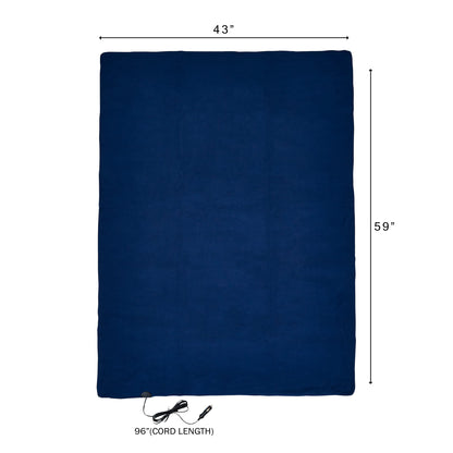 Heated Blanket - 12-Volt Electric Blanket for Car, Truck, SUV, or RV - Portable Winter Car Accessories for Camping or Travel by Stalwart (Navy)