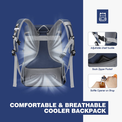 Maelstrom Cooler Backpack,50 Can Backpack Cooler Leakproof,Insulated Soft Cooler Bag,Camping Cooler,Beach Cooler,Ice Chest Backpack,Lightweight Travel Cooler Lunch Backpack for Hiking,Shopping,Blue