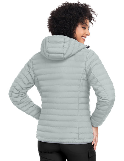 Little Donkey Andy Women's Warm Waterproof Puffer Jacket Windproof Hooded Winter Coat with Recycled Insulation Upgraded Ligth Grey M