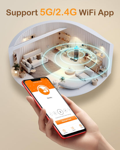 Molypet Automatic Cat Feeder 2 Cats - 5G WiFi Pet Feeder with APP Control, 6L Dry Food Dog Feeder with Blockage Alarms, 1-10 Meals Per Day