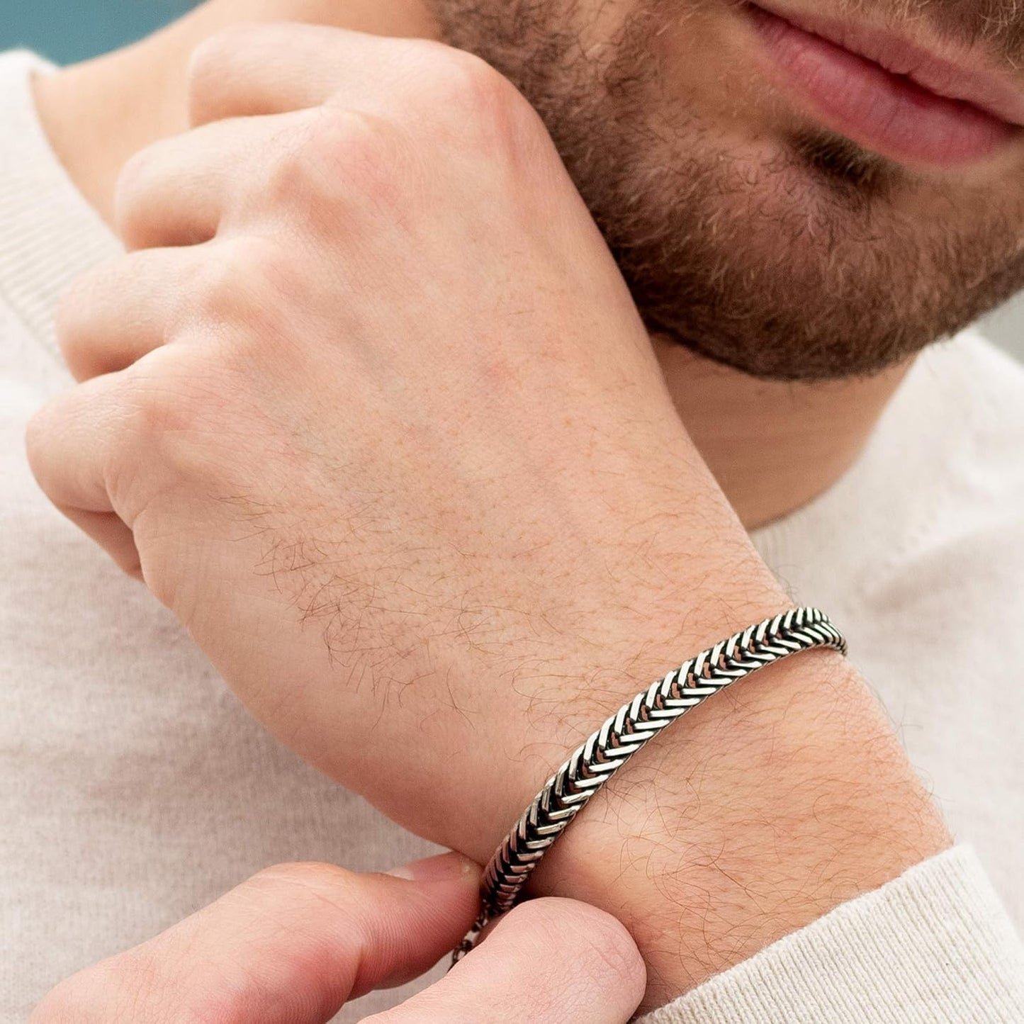 Galis Chain Bracelets For Men - Premium Stainless Steel Mens Bracelet, Silver Plated Non Tarnish Bracelet - This Snake Chain, Stylish Gifts For Him 7.5"