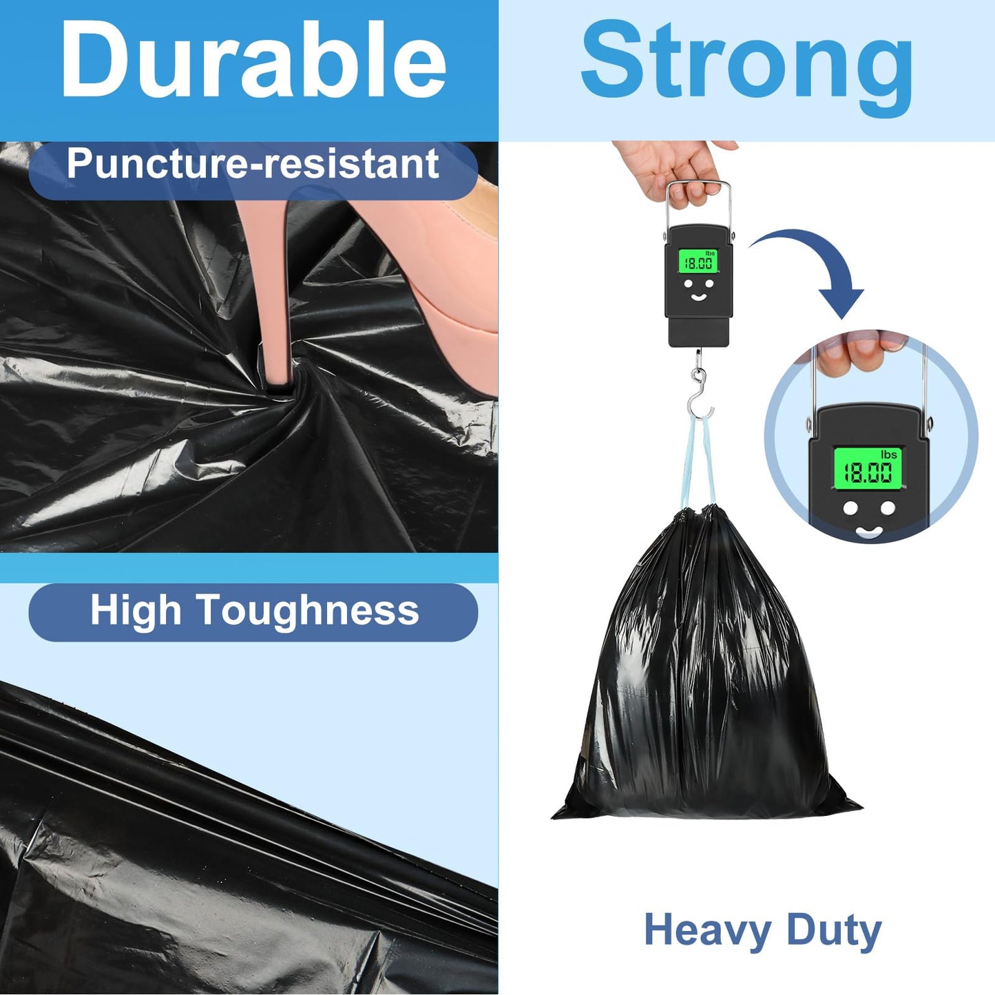 100 Portable Toilet Bags, Drawstring Biodegradable Camping Potty Bags 8 Gallon Camping Toilet Waste Bags for 5-8 Gallon Bucket Toilet Adults Outdoor Camping Car