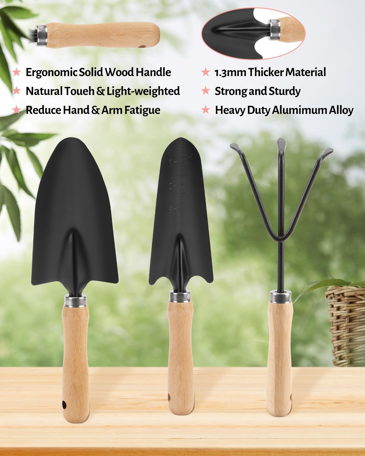 LANNIU Pink Gardening Tools, Garden Tool Set for Women,5 Piece Womens Gardening Kit with Floral Garden Bag,Gifts for Wife (5-Piece Pink)