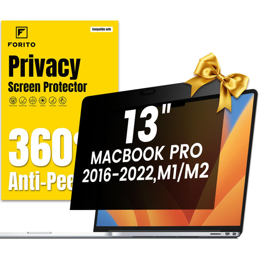 F FORITO 360° Privacy Screen Protector Compatible with MacBook Pro 13 inch (2016, 2017, 2018, 2019, 2020, 2021, 2022, M1, M2), Anti Peeping, Anti Glare and Scratch Resistant Laptop Privacy Screen