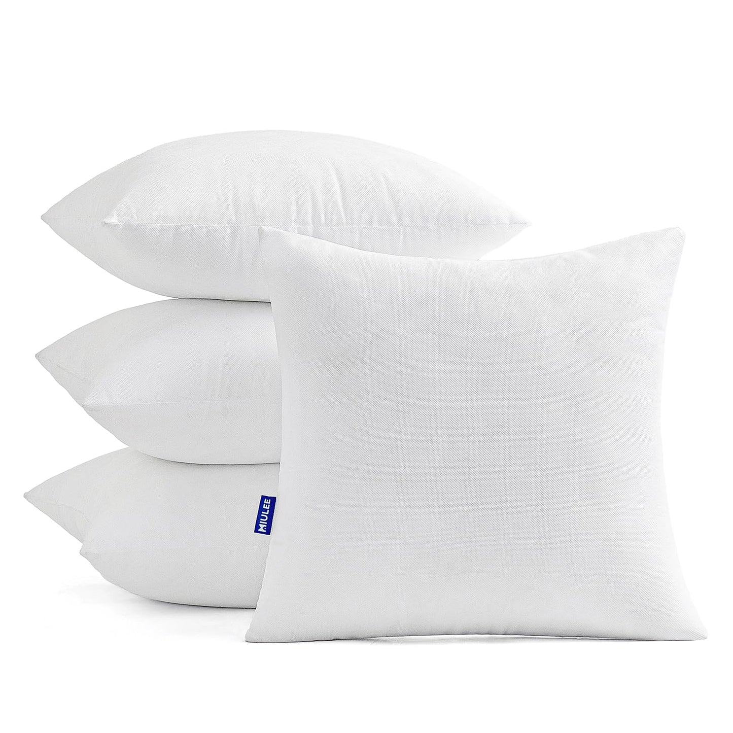 MIULEE Set of 4 Throw Pillow Inserts 22x22 Inches, 100% Virgin Filling Nowoven Pillow Inserts for Couch Sofa Living Room