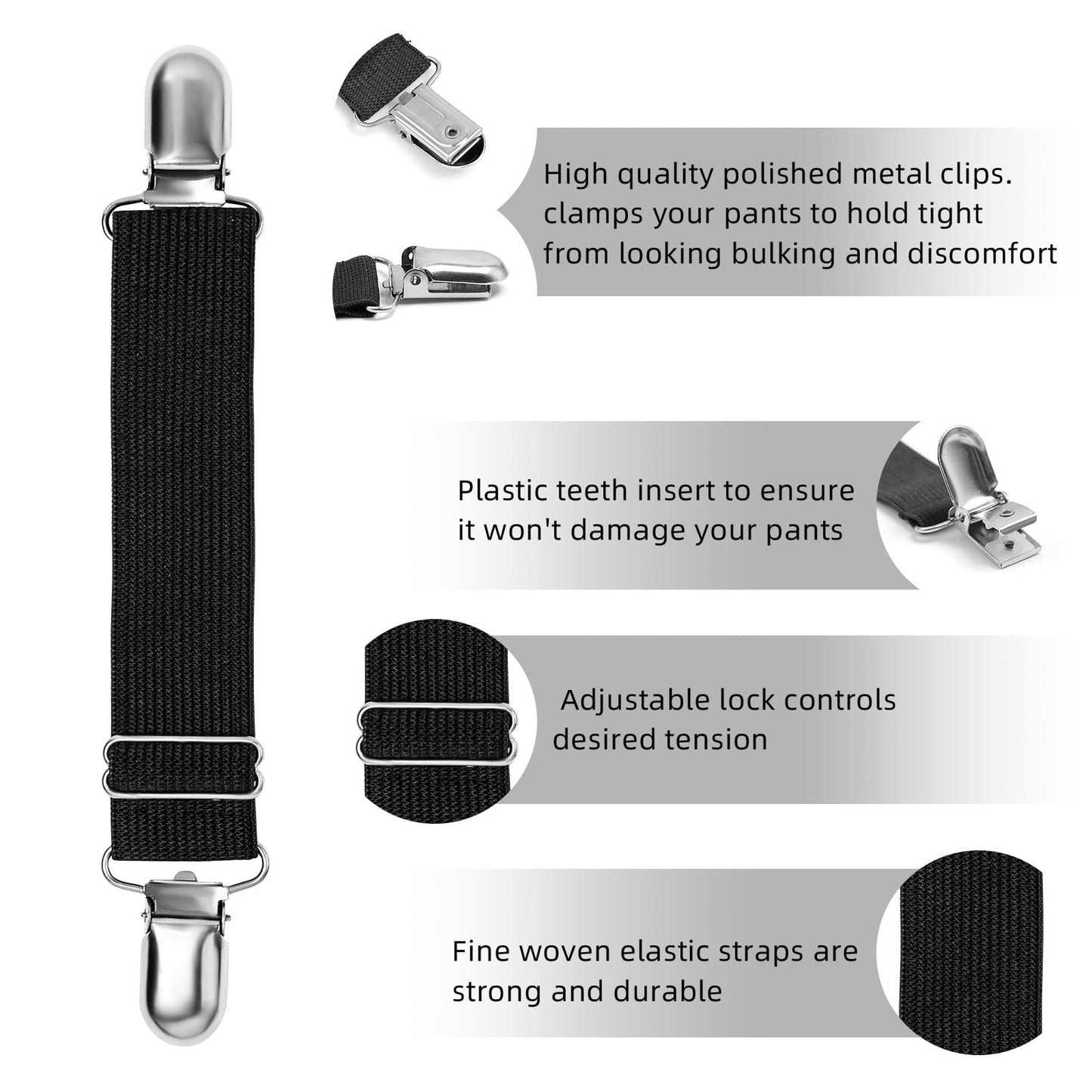 Adjustable Boot Straps Pant Stirrups Clips Boot Clips for Women and Men Motorcycle Biker Smooth Jeans Trousers Bed Sheets, Mattress Covers,Curtain and Seats Cushion