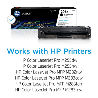 HP 206A Black Toner Cartridge | Works with HP Color LaserJet Pro M255, HP Color LaserJet Pro MFP M282, M283 Series | W2110A , 1 Count ( Pack of 1)