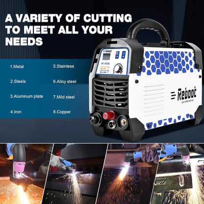 Reboot RBC6000DL Plasma Cutter, 60 Amp Non-Touch Pilot Arc Plasma Cutter Machine, 5/8 inch Clean Cut 4/5 inch Severance Cut, Dual Voltage 110/120V or 220/240V with Consumable Set Digital Display
