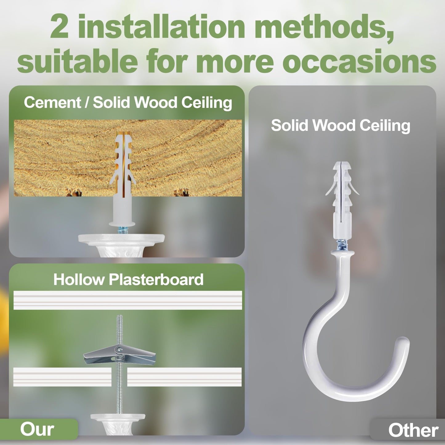 Aidoclip 6 pcs Ceiling Hooks for Hanging Plants,Hanging Hanging Lights Metal Small Hooks,Indoor Outdoor Wall Heavy Duty Plant Hanger Swag Hook