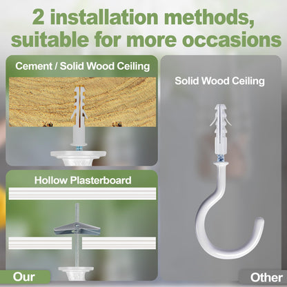 Aidoclip 6 pcs Ceiling Hooks for Hanging Plants,Hanging Hanging Lights Metal Small Hooks,Indoor Outdoor Wall Heavy Duty Plant Hanger Swag Hook