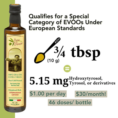 Papa Vince Olive Oil Extra Virgin - First Cold Press Family Harvest 2024/25, Polyphenol Rich, Subtle Peppery Finish, Unrefined, High in Monounsaturated Fat, No Pesticides, No GMO, Sicily, Italy