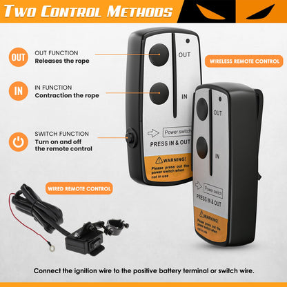 ORCISH Upgrade 3500 lb 12V DC Electric Winch, ATV/UTV Winch Kit for Towing, 1/4"×30' Synthetic Rope with Both Wireless Handheld Remote and Corded Control Recovery, Easy Assembly Winches