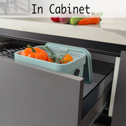 LALASTAR Small Trash Can with Lid, Compost Bin Indoor Kitchen Sealed Under Sink for Kitchen, Food Waste Bin for Countertop, Mountable Garbage Can for Bathroom, RV, 5L/1.3 Gal, Blue