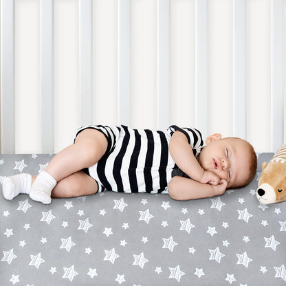 Pack and Play Sheets, 2 Pack Mini Crib Sheets, Stretchy Playard Fitted Sheet, Compatible with Graco Pack n Play, Soft and Breathable Material, Stars & Bunny