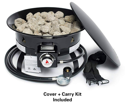 Outland Living Portable Propane Fire Pit, 19-inch, 58,000 BTU with Fire Pit Cover & Carry Kit, Smokeless Gas Firebowl | Perfect for Camping, Patio, Backyard, Tailgating, Deck, RV| Black 893 Deluxe