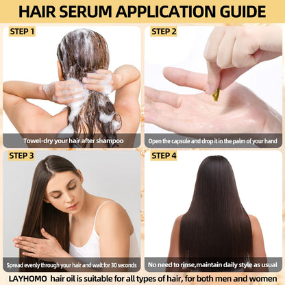 Keratin Hair Treatment Serum,Hair Treatment Oil for Dry Damaged Hair,Hair Oil Capsules with Keratin,Argan Oil-Leave-in Anti Frizz Conditioner with Vitamins A, C, E & B5- No Rinse for All Hair Types
